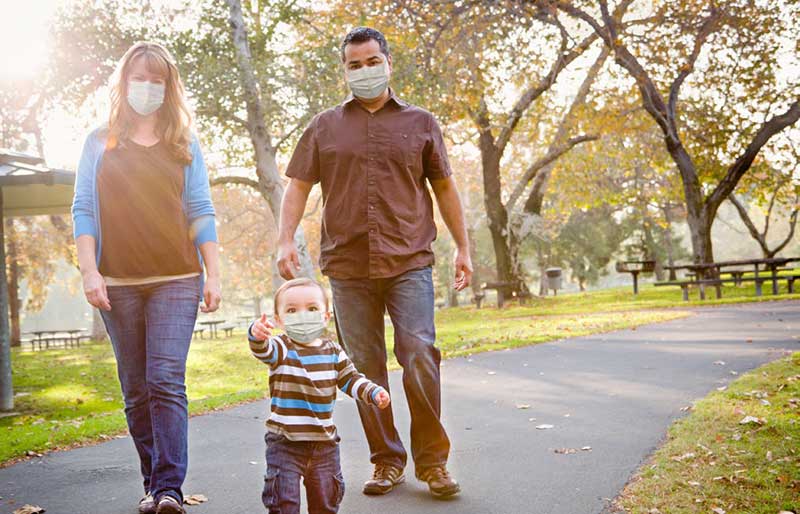 family taking a walk together