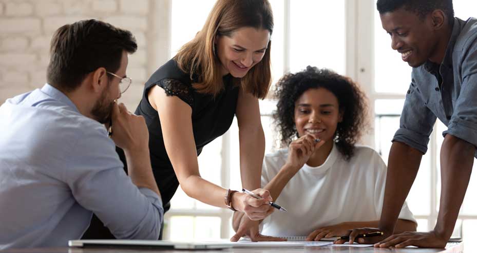 coworkers working on paperwork together