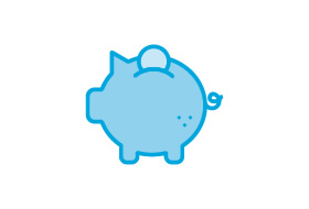 coin going into piggy bank icon