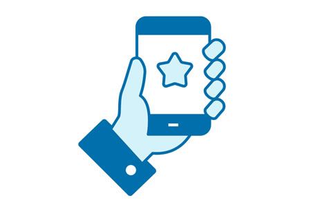 hand holding mobile phone icon