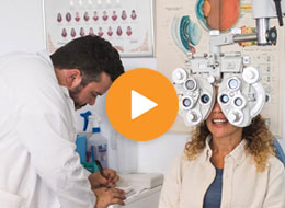 woman getting vision checked at doctor office