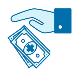 hand reaching for money icon
