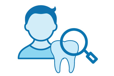 son tooth magnifying glass icon