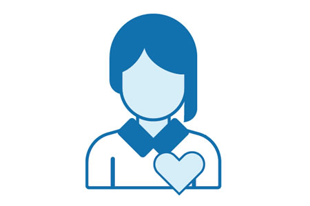 woman and heart icon