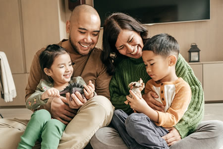 family with children in living room