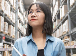 woman in warehouse