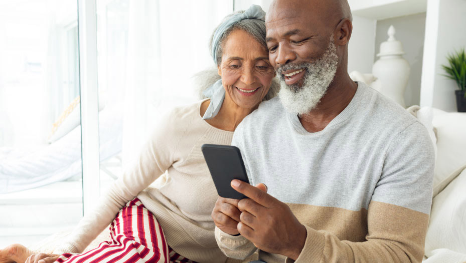 couple looking at a mobile device