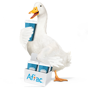 Aflac duck holding coffee
