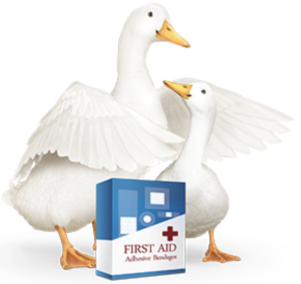 Aflac duck with band-aids