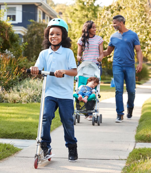 Child on scooter