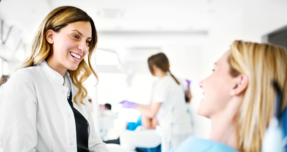 dentist discussing options with a patient