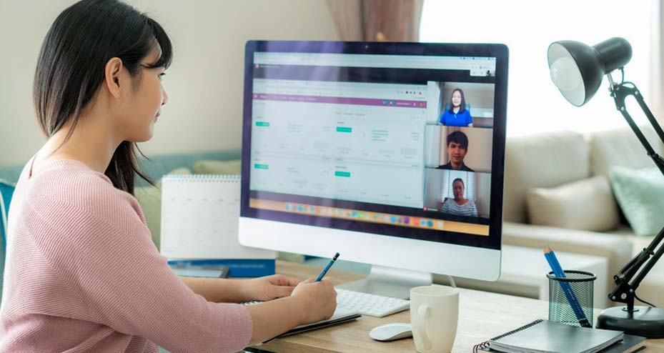 woman having a web meeting