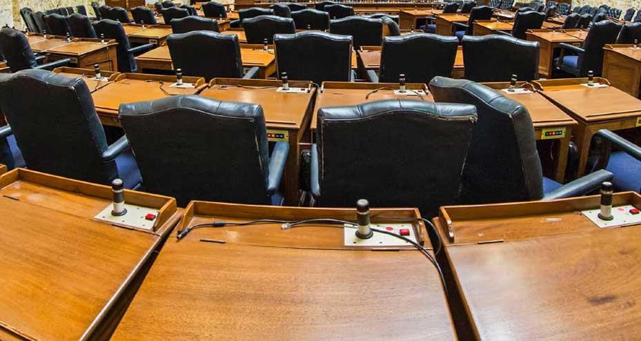 empty chairs and desks